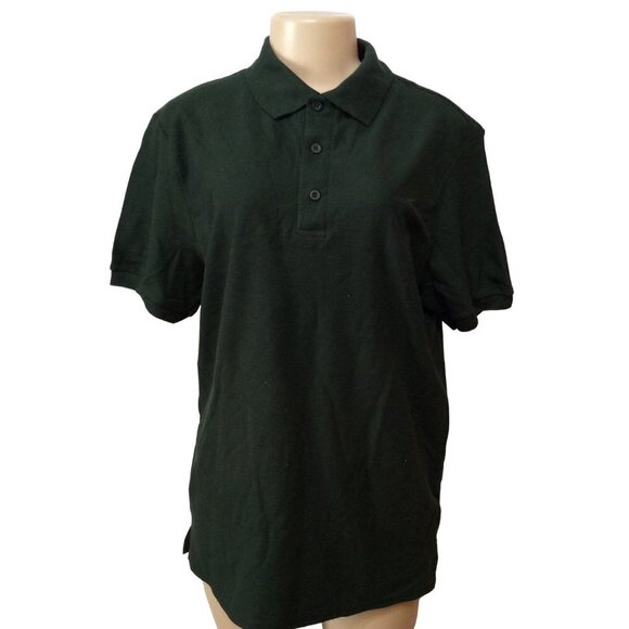 Gildan Polo Medium Hunter Green Solid 100% Cotton sku4 - Picture 1 of 4